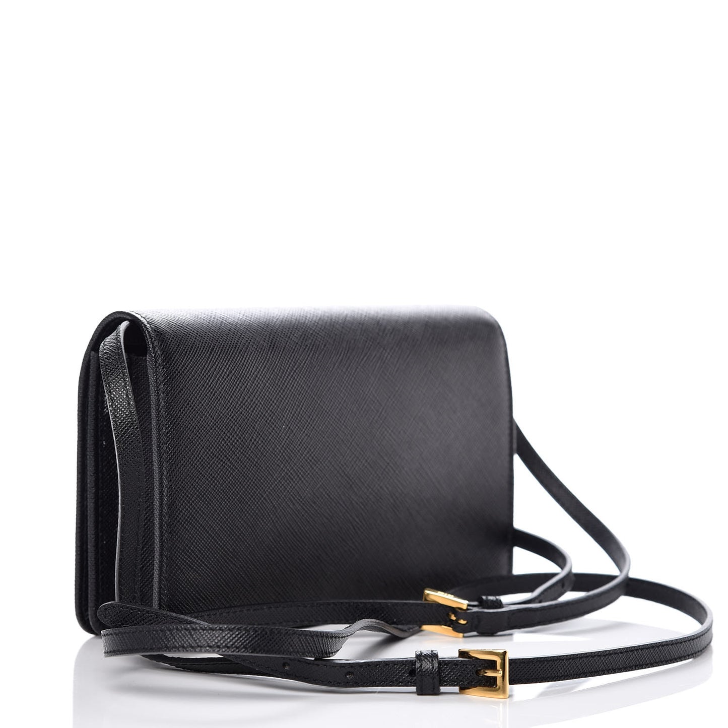Saffiano Robot Crossbody Wallet Black