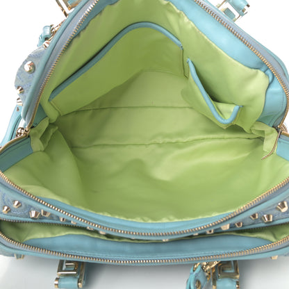 Versace Denim Barocco Quilted Studded Vanitas Demetra Blue 5 of 19