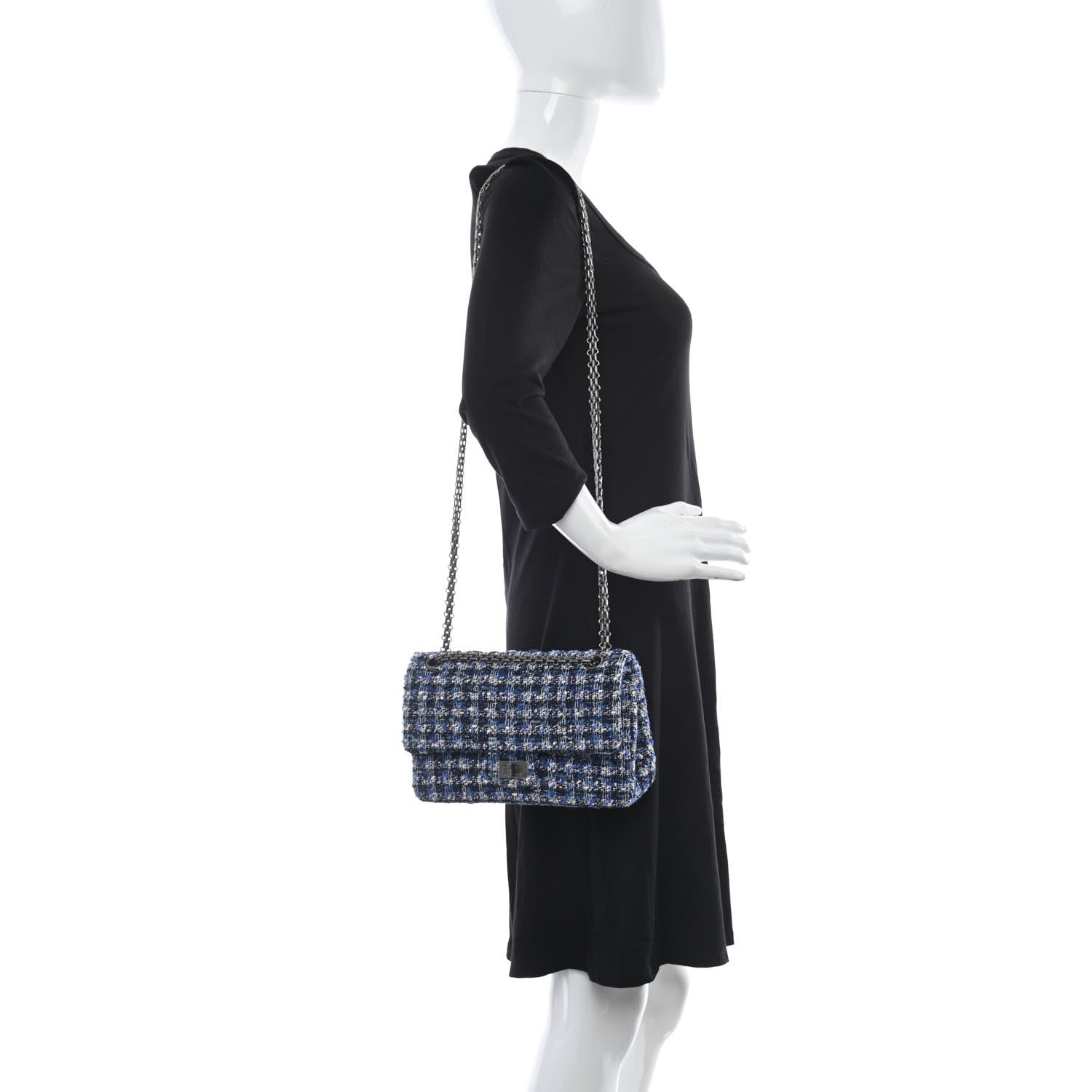 Chanel Tweed Quilted 2.55 Reissue 225 Flap Blue 2 of 10