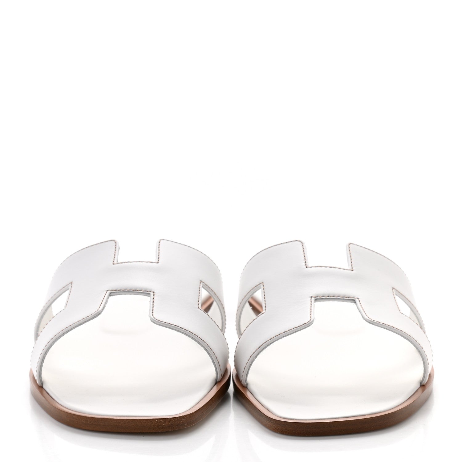 Hermes Box Calfskin Oran Sandals 39 White 2 of 8
