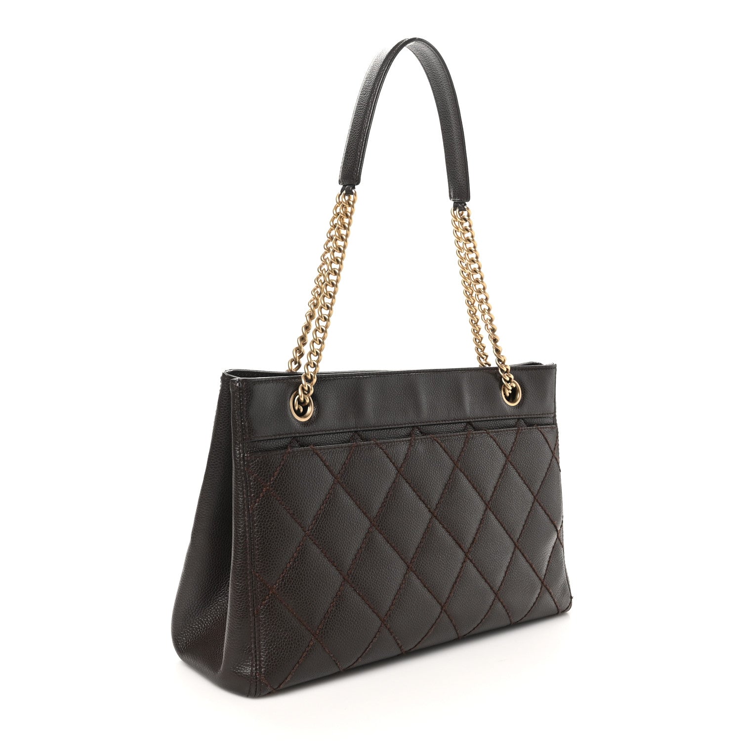 Chanel Caviar Quilted Shopping Tote  Dark Brown 2 of 10