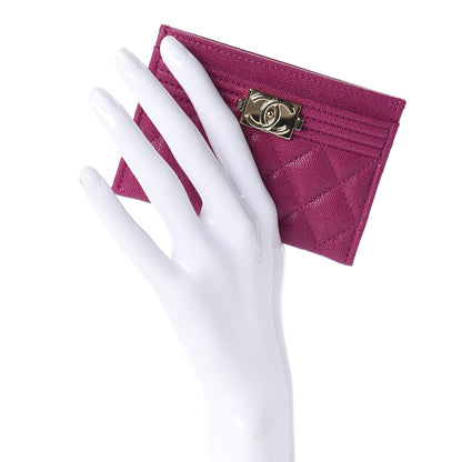 Chanel Caviar Quilted Boy Card Holder Fuchsia 2 of 11