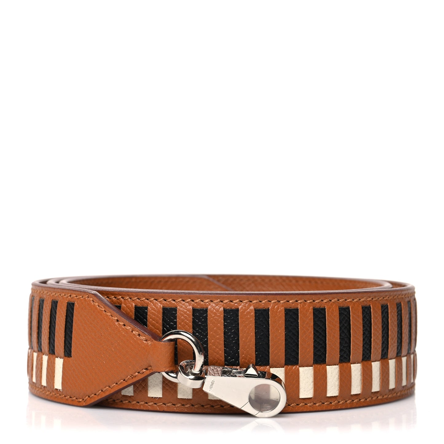Epsom 40mm Tressage Shoulder Strap Black Craie Gold