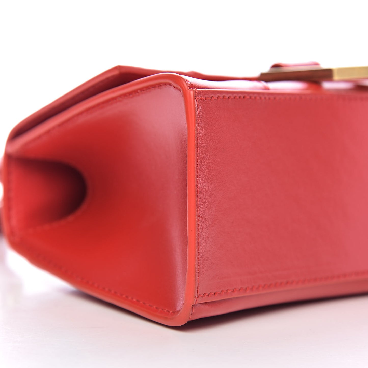 Shiny Box Calfskin Hourglass Top Handle Bag XS Bright Red