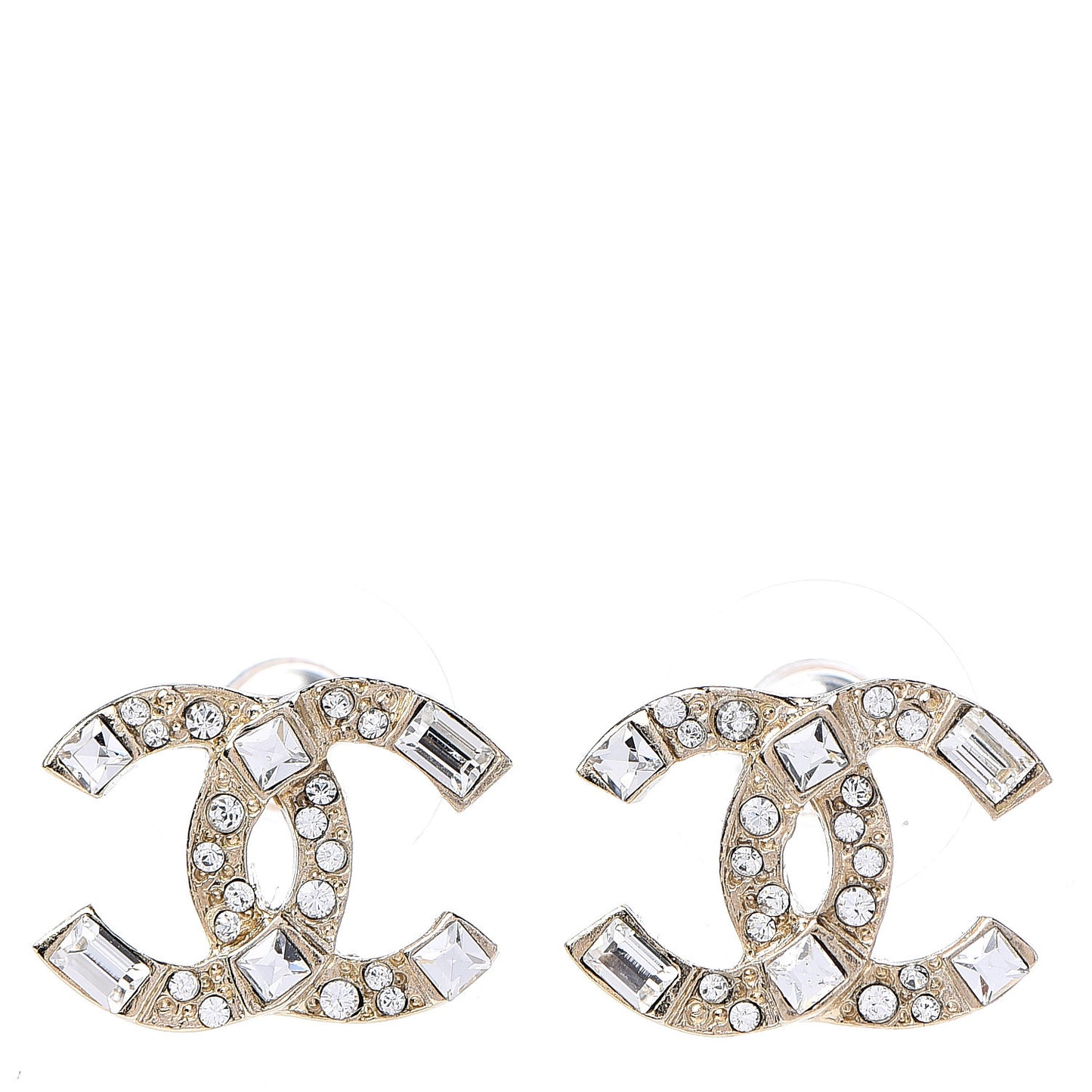 Crystal Baguette CC Earrings Gold