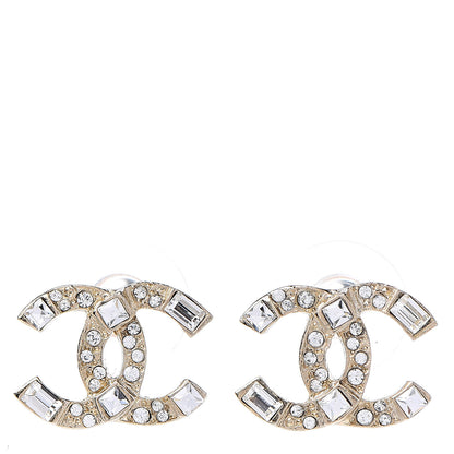 Chanel Crystal Baguette CC Earrings Gold 1 of 4