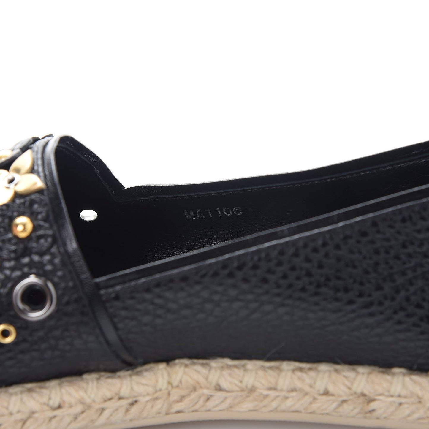 Calfskin Tropical Bloom Espadrille Flat 38.5 Black