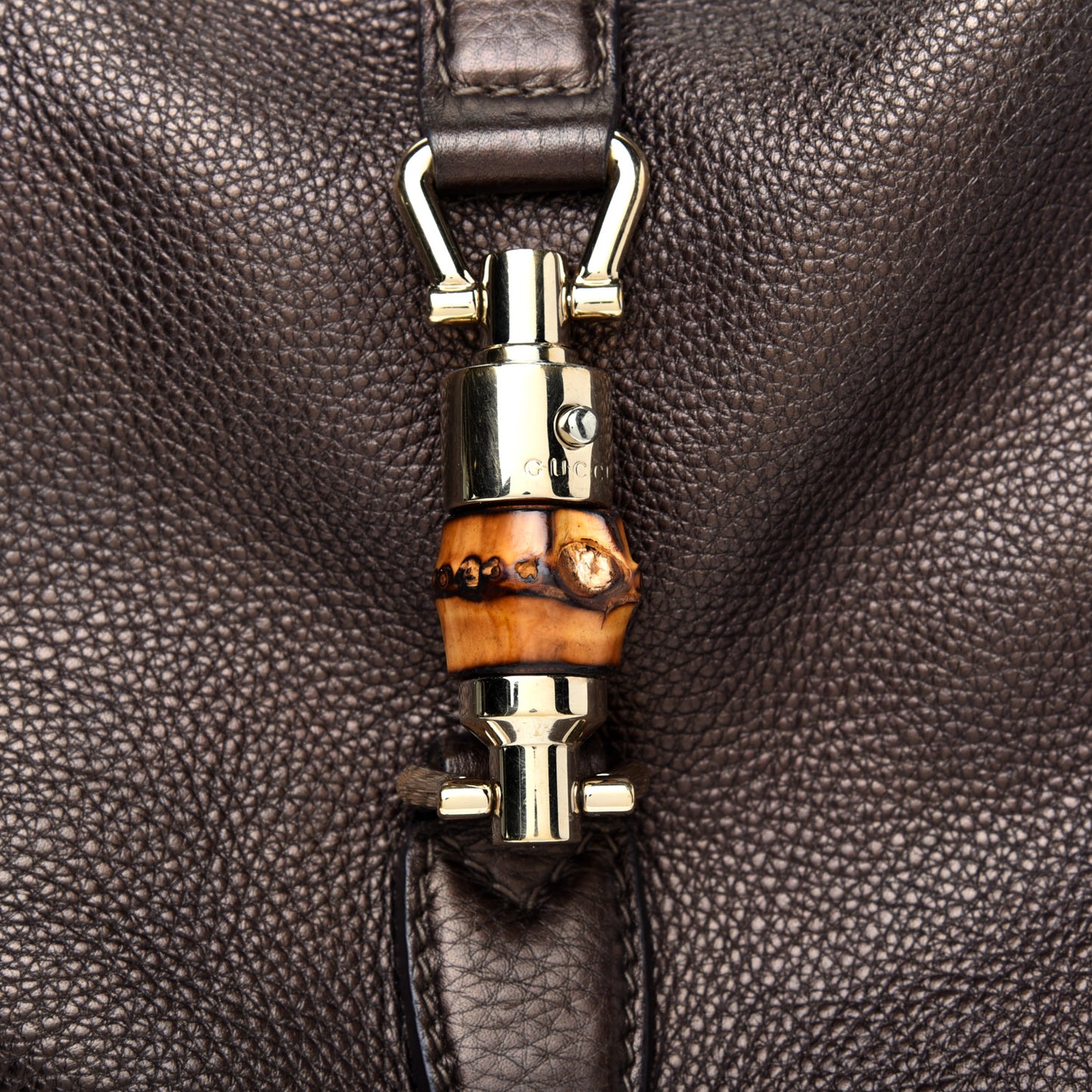 Metallic Pebbled Calfskin Large New Jackie Shoulder Bag Bronze