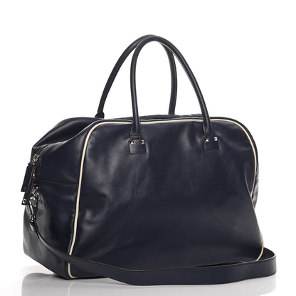 Valentino Garavani Mens Calfskin Rockstud Striped Holdall Duffle Navy 4 of 13
