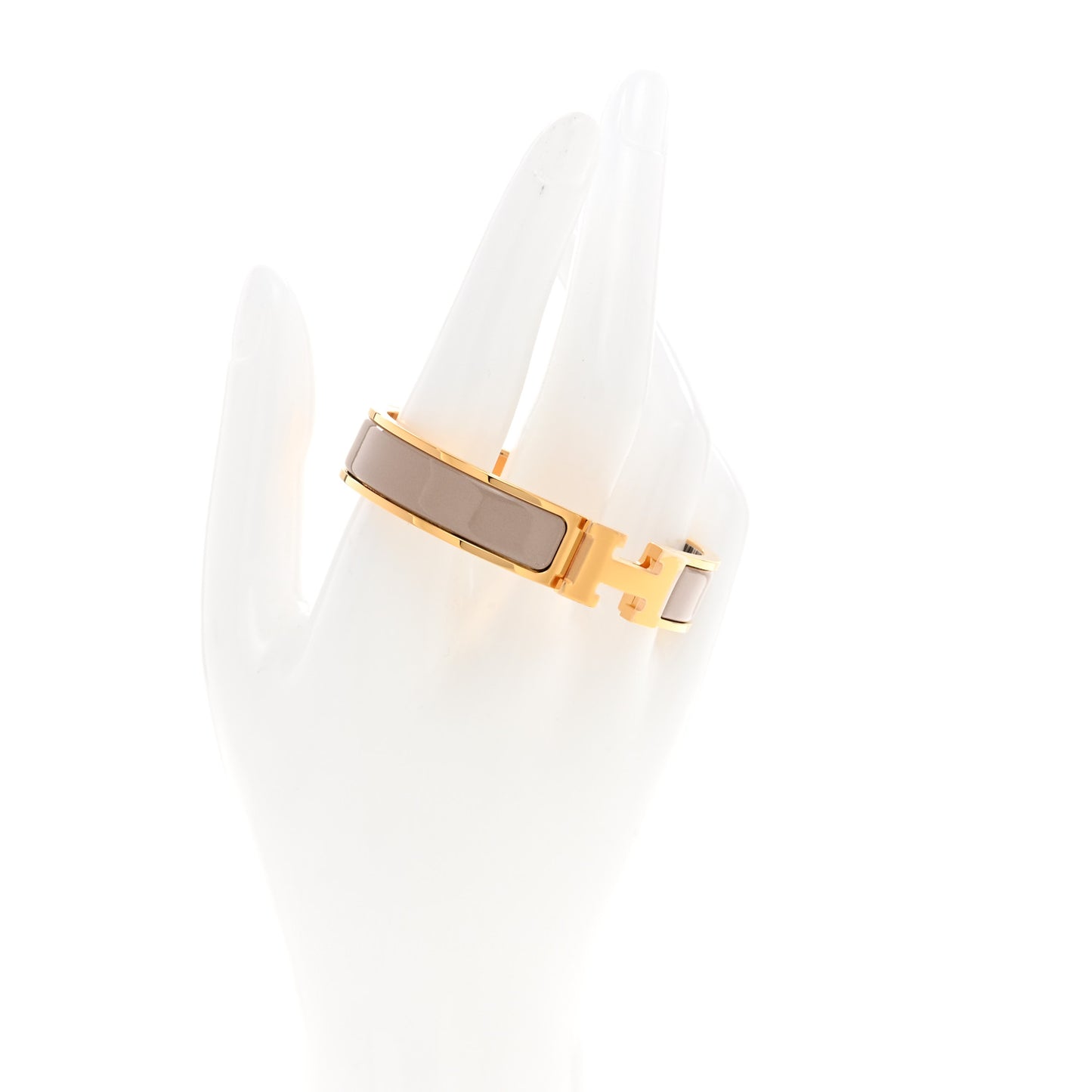 Enamel Narrow Clic Clac H Bracelet PM Marron Glace