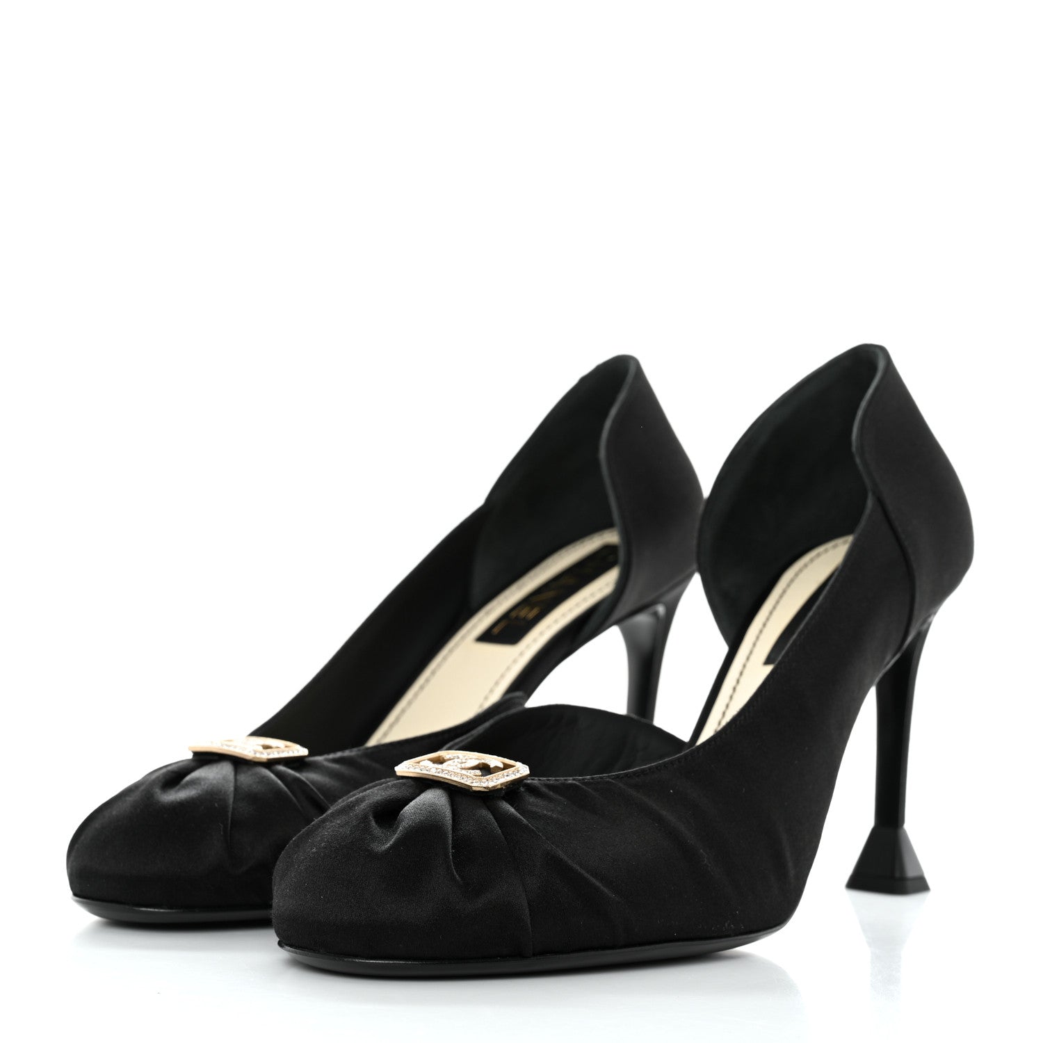 Chanel Satin Strass CC Pumps 41 Black 3 of 8