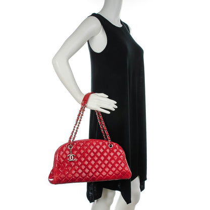 Chanel Glazed Calfskin Quilted Medium Just Mademoiselle Red 2 of 7