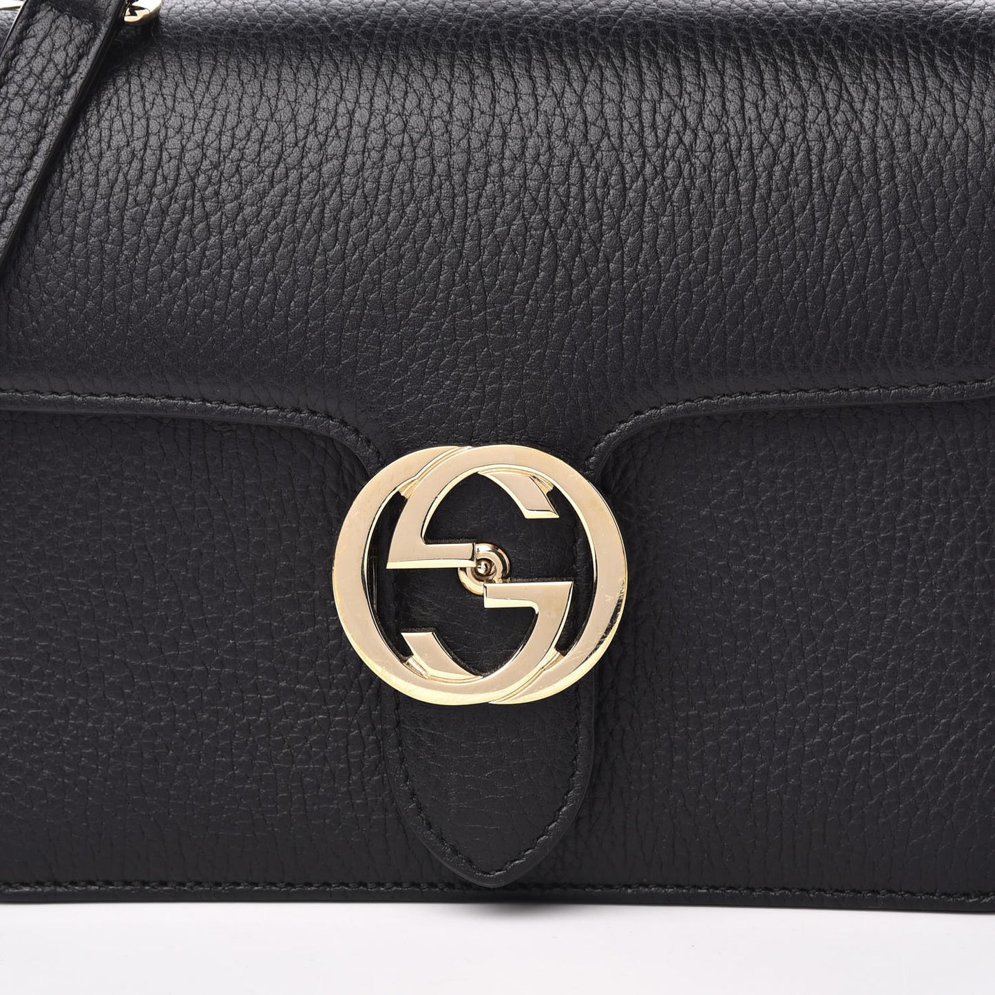 Dollar Calfskin Small Interlocking G Shoulder Bag Black