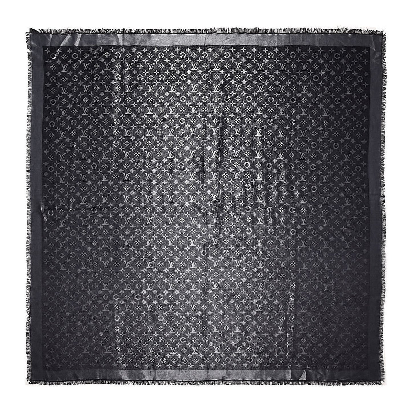 Silk Lurex Wool Monogram Shine Shawl Black