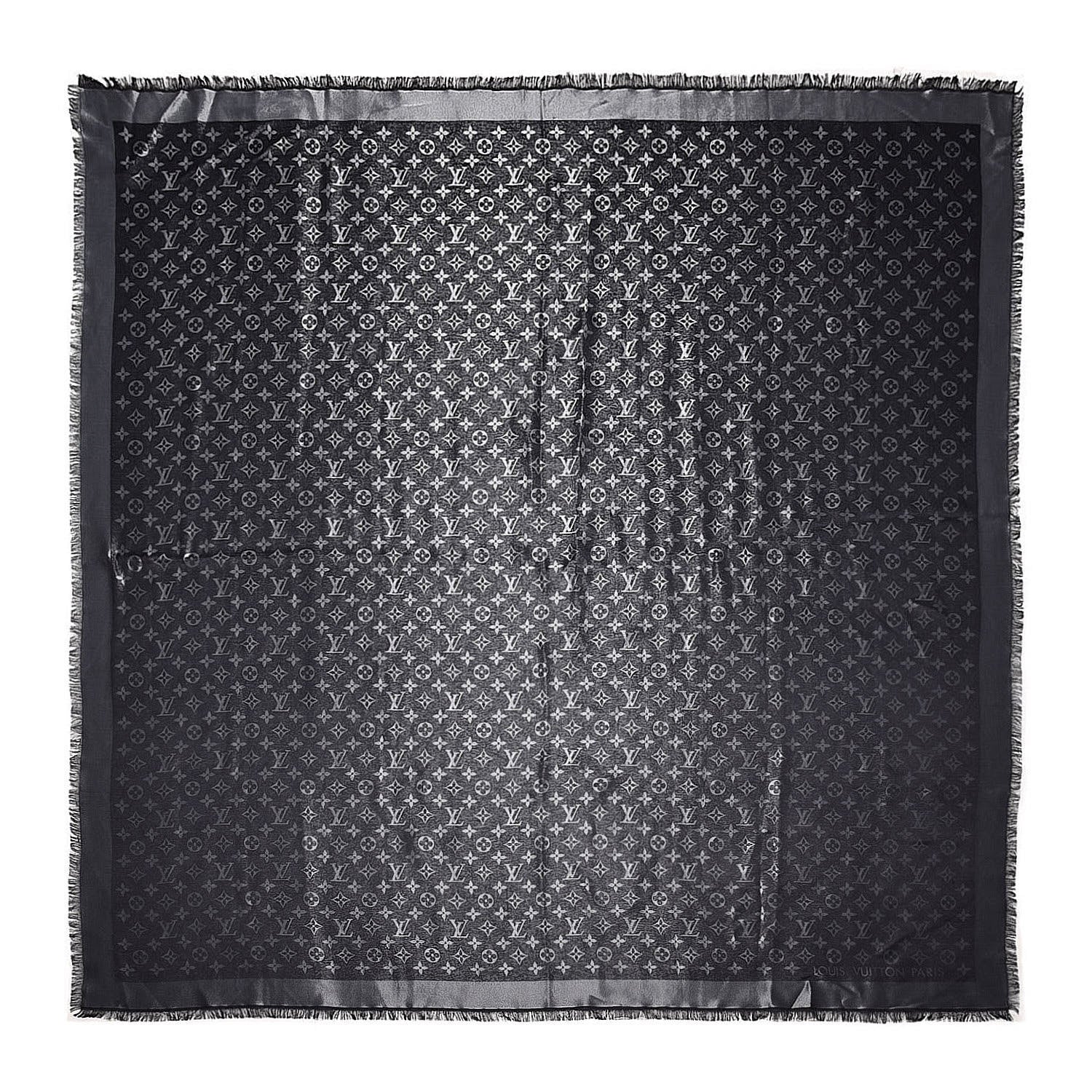 Louis Vuitton Silk Lurex Wool Monogram Shine Shawl Black 1 of 3