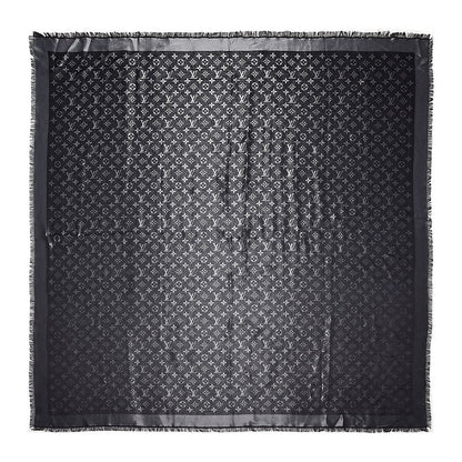 Louis Vuitton Silk Lurex Wool Monogram Shine Shawl Black 1 of 3