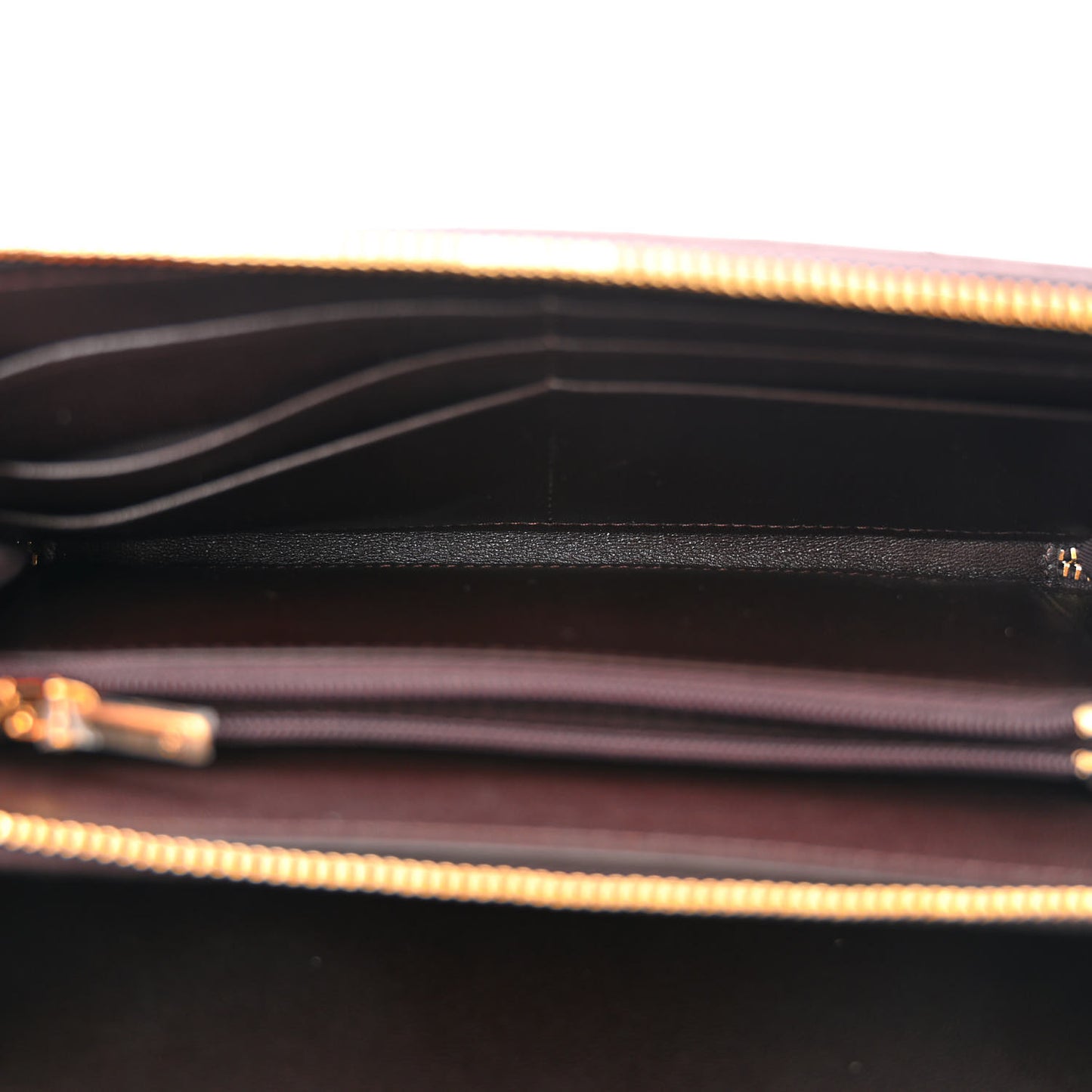Lambskin Quilted Phone Holder Wallet on Removable Chain Brown