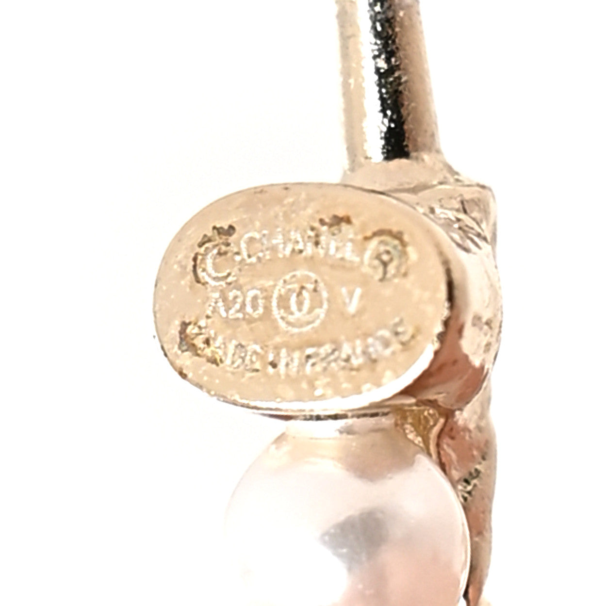 Pearl Charms CC Hoop Earrings Gold