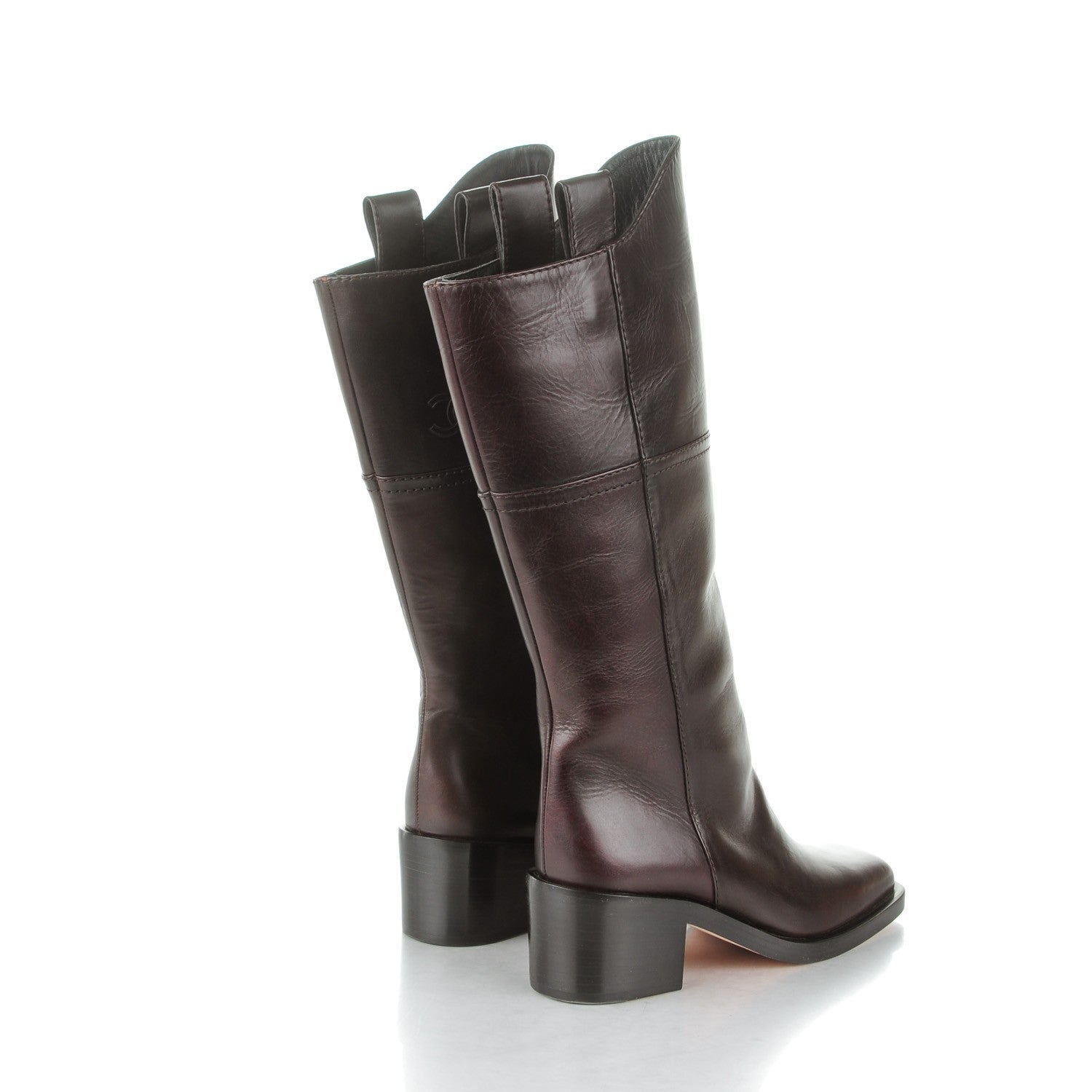 Chanel Calfskin CC Knee High Boots 36 Brown 4 of 9