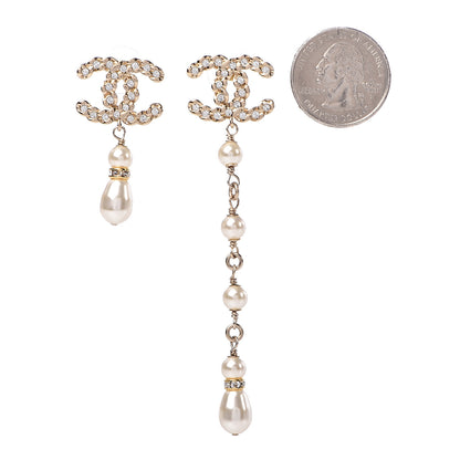 Chanel Crystal Pearl Pearls Coronation Uneven Earrings Gold 2 of 5