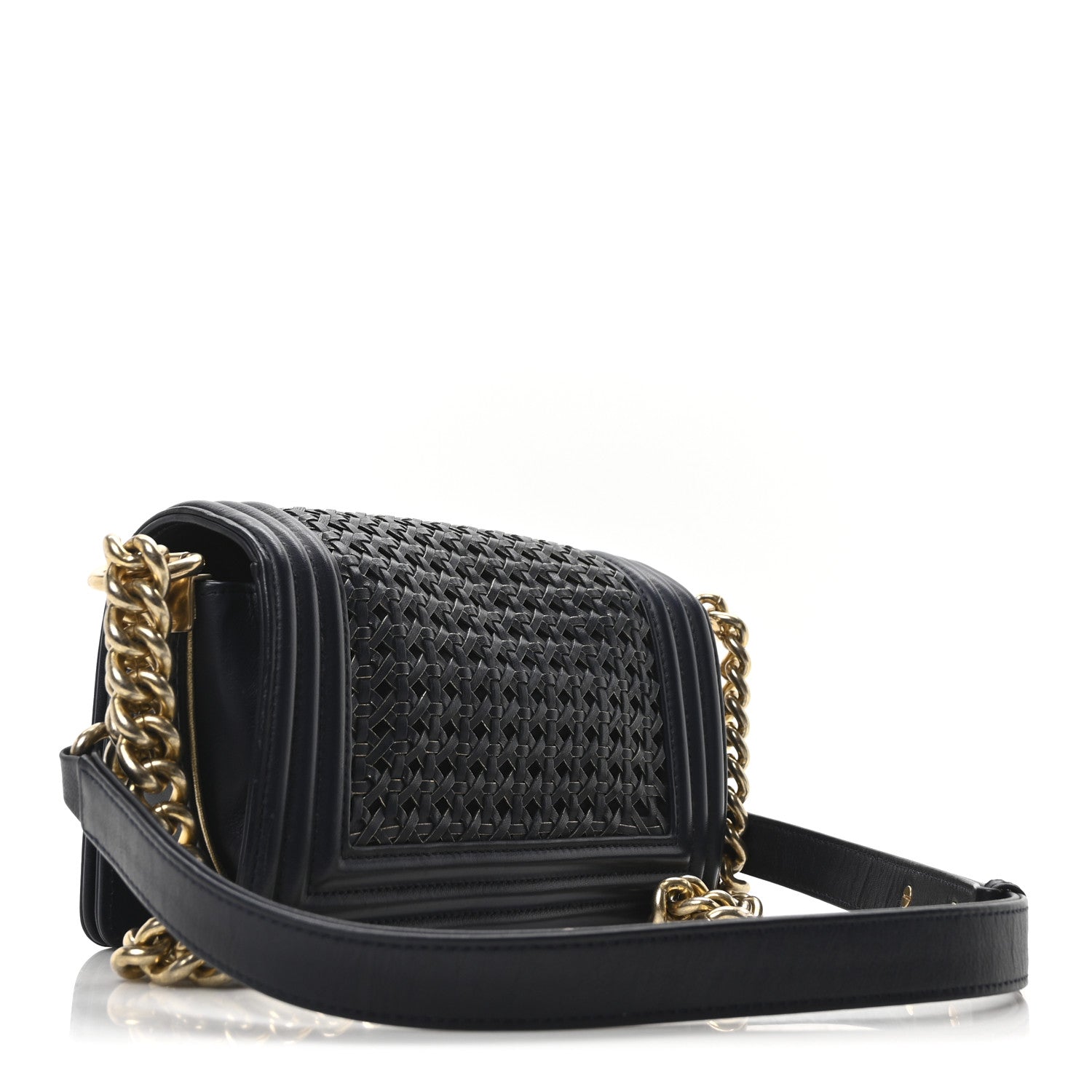 Chanel Sheepskin Braided Small Boy Reverso Flap Navy 3 of 10