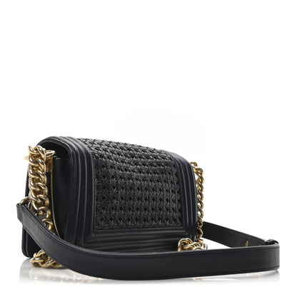 Chanel Sheepskin Braided Small Boy Reverso Flap Navy 3 of 10