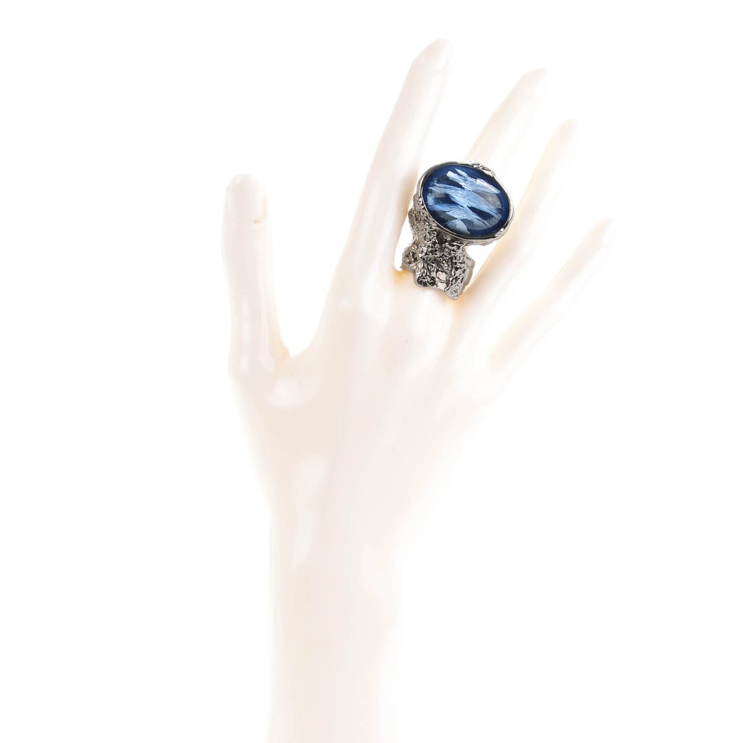 Glass Cabochon Arty Ovale Ring 7 Silver Oceano