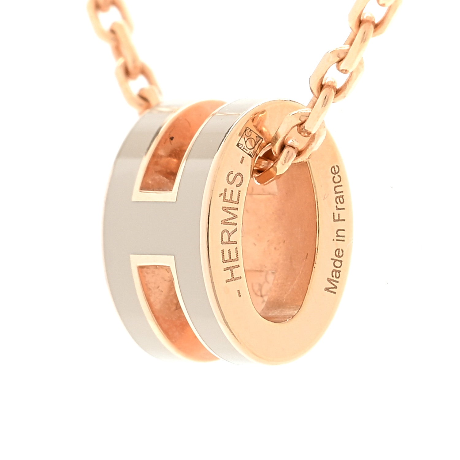 Hermes Lacquered Gold Mini Pop H Pendant Necklace White 5 of 5