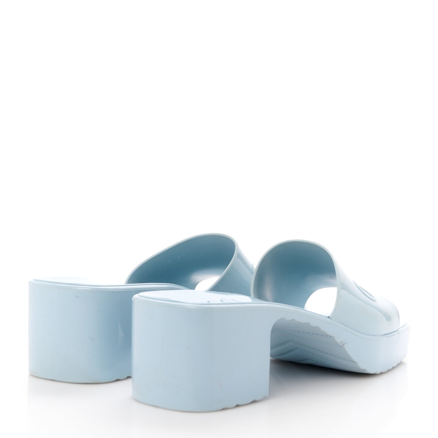 Rubber Gucci Logo Womens Platform 20/60mm Slide Sandals 37 Porcelain Light Blue