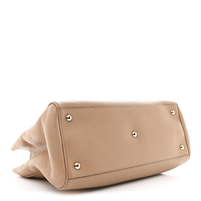 Gucci Pebbled Calfskin Medium Bamboo Shopper Tote Camelia 4 of 13