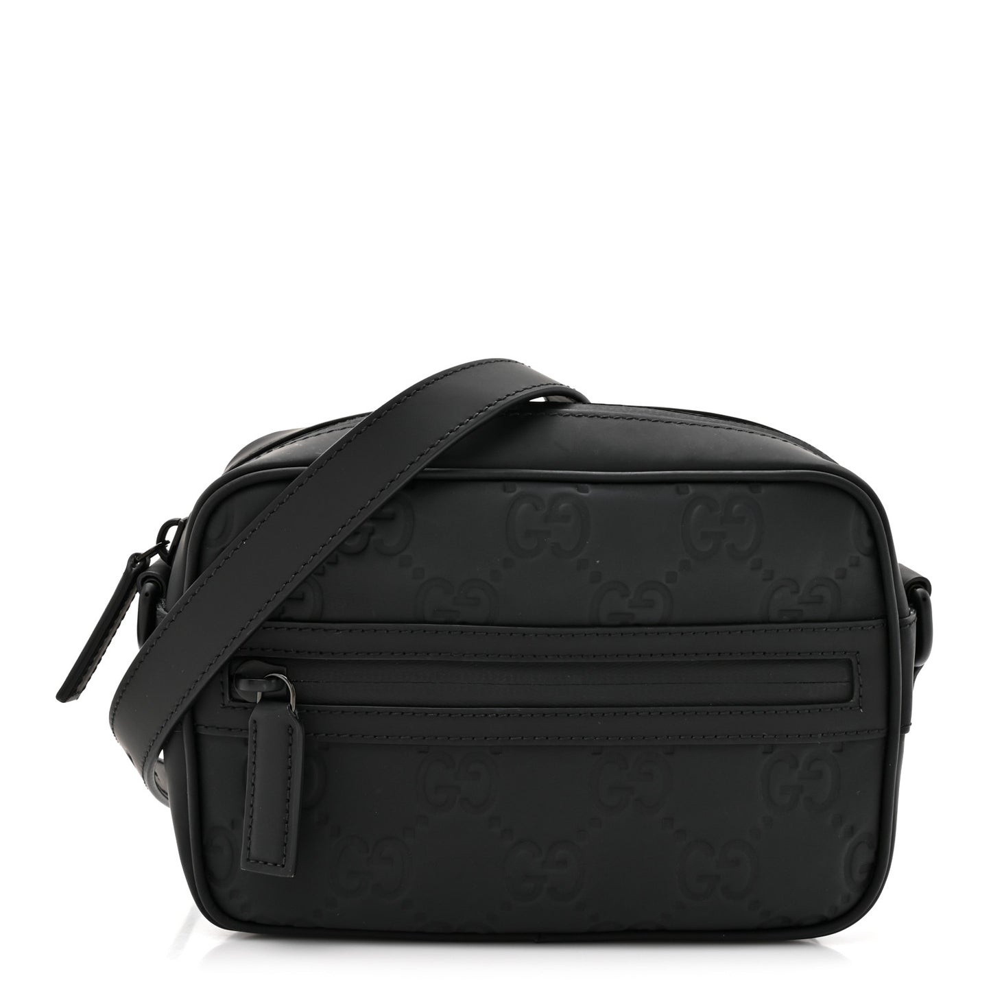 Rubber Effect Calfskin GG Mini Crossbody Bag Black