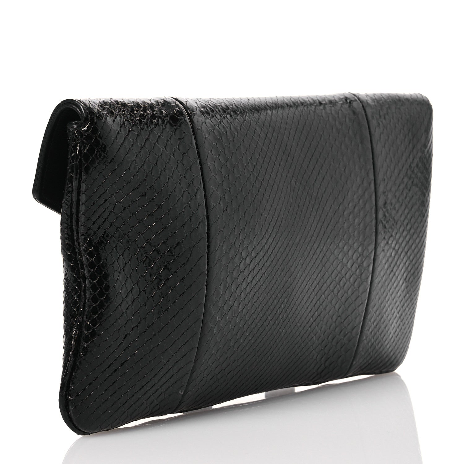 Gucci Snakeskin Rajah Broadway Envelope Clutch Black 3 of 11