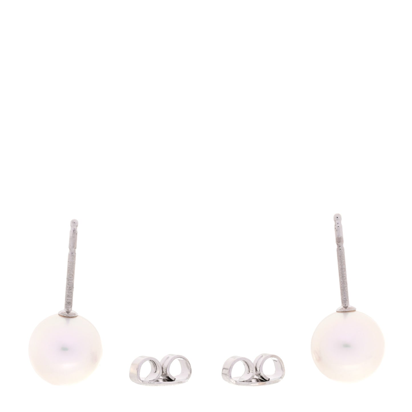 18K White Gold Akoya Cultured Pearl 8-8.5mm Stud Earrings