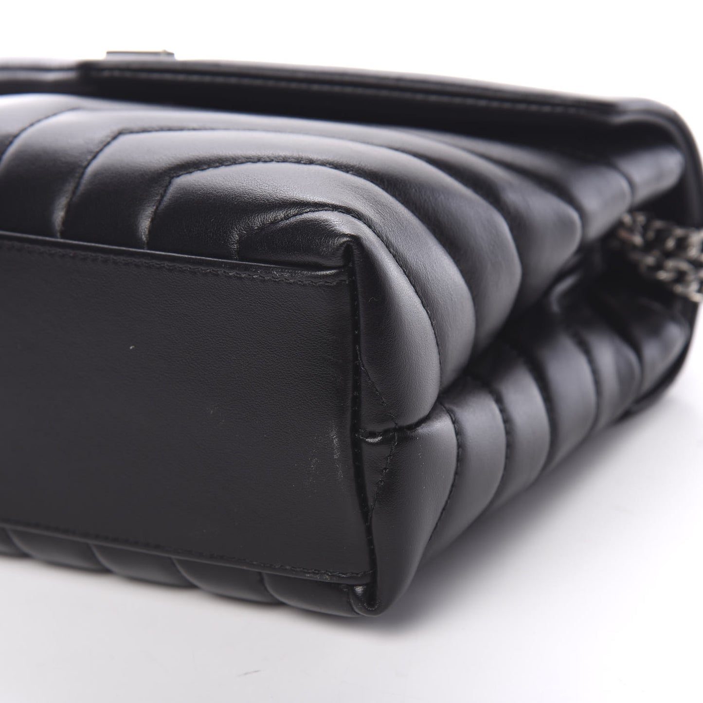 Calfskin Y Quilted Monogram Small Loulou Chain Satchel Black