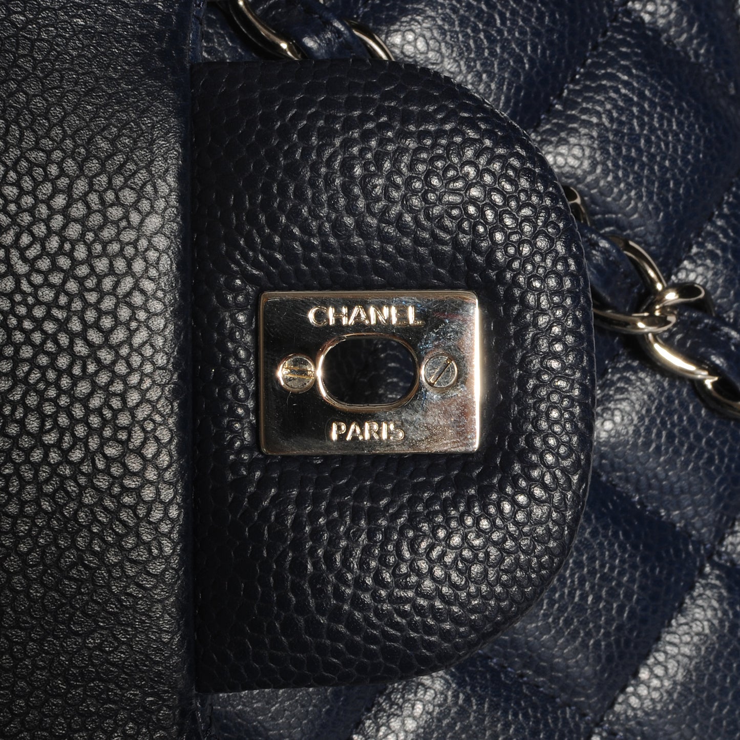 Caviar Jumbo Double Flap Navy Blue