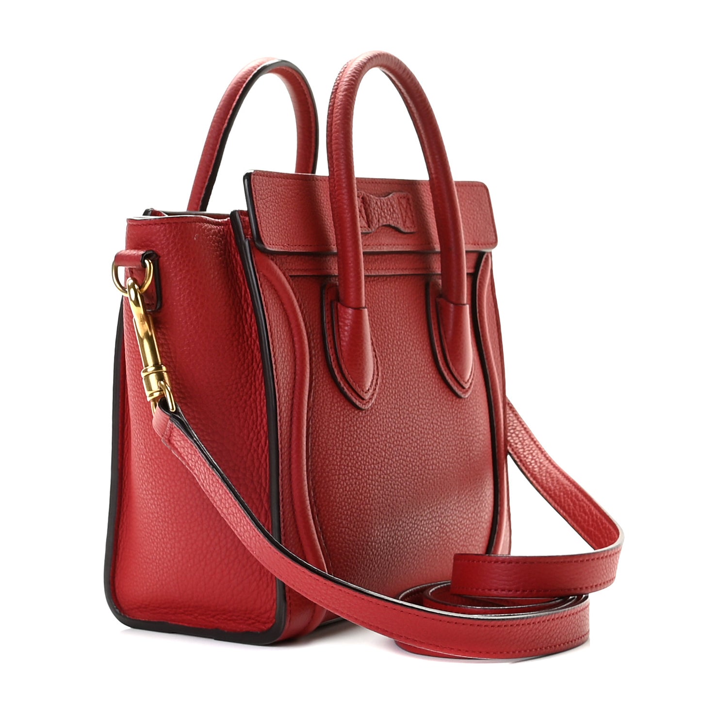 Drummed Calfskin Nano Luggage Red
