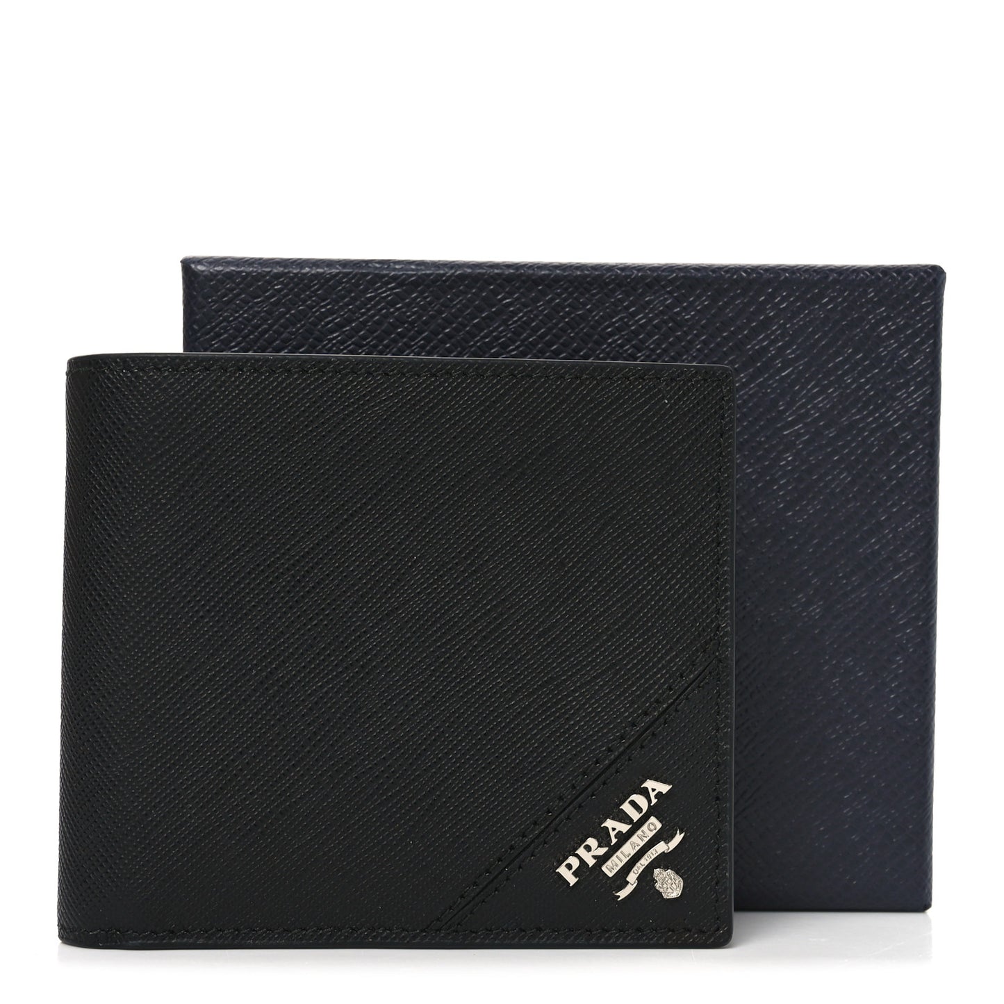 Saffiano Metal Bi-Fold Wallet Black