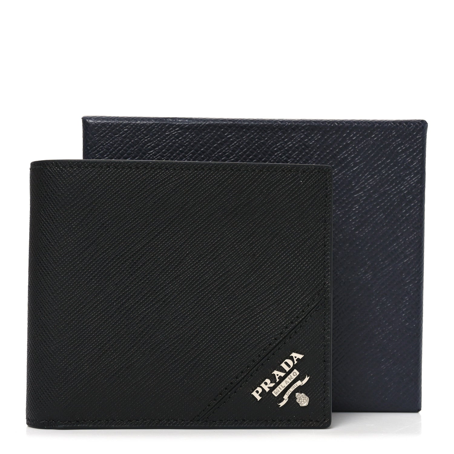 Prada Saffiano Metal Bi-Fold Wallet Black 6 of 6