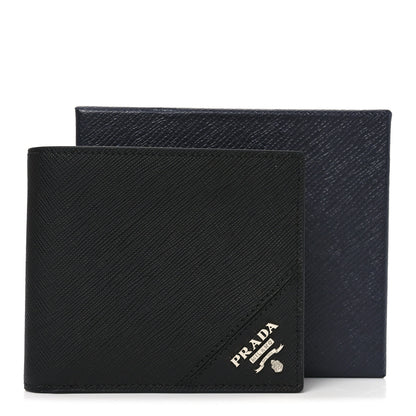 Prada Saffiano Metal Bi-Fold Wallet Black 6 of 6