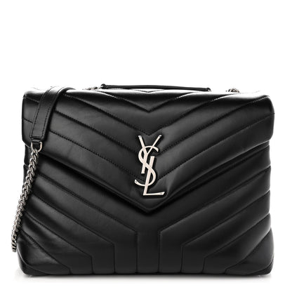Saint Laurent Calfskin Y Quilted Monogram Medium Loulou Chain Satchel Black 1 of 9