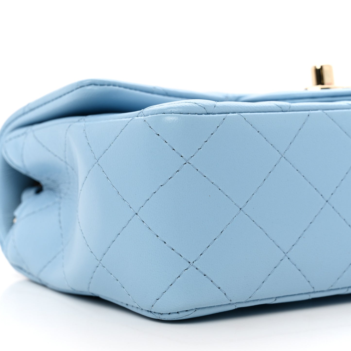 Lambskin Quilted Mini Rectangular Flap Light Blue