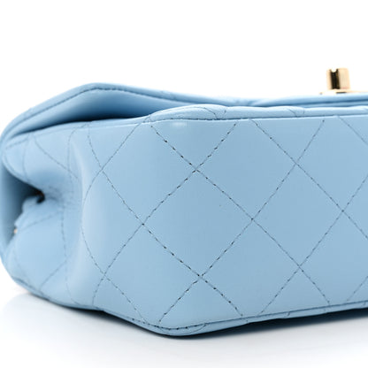 Chanel Lambskin Quilted Mini Rectangular Flap Light Blue 9 of 11