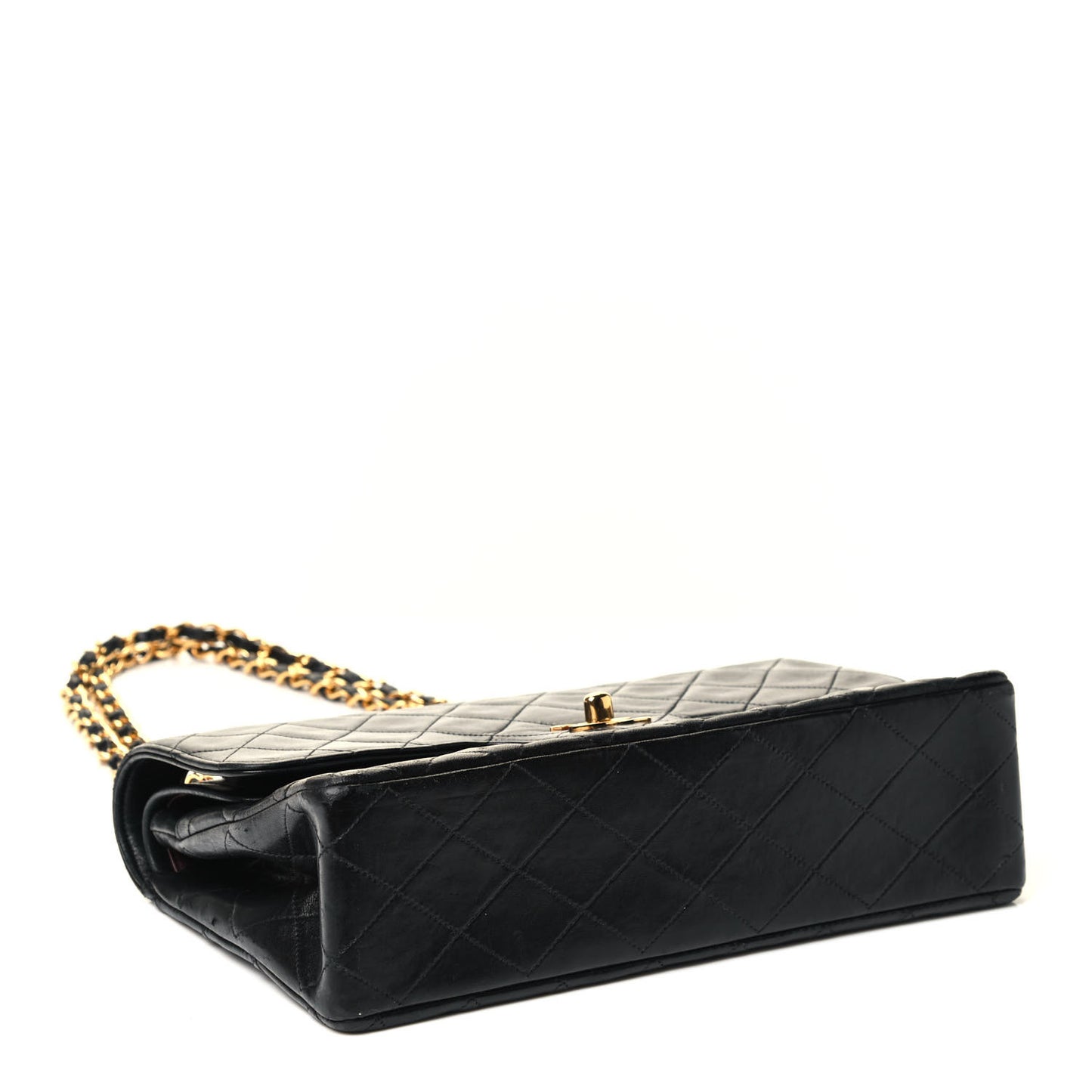Lambskin Quilted Medium Double Flap Black