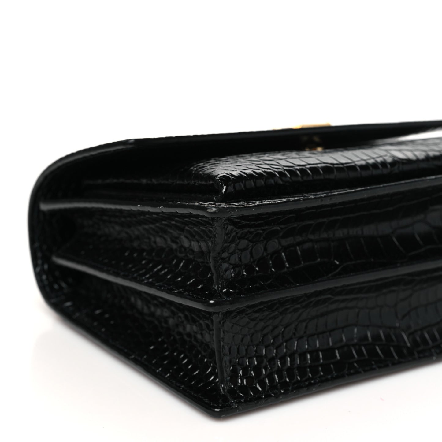 Calfskin Crocodile Embossed Medium Monogram Sunset Black