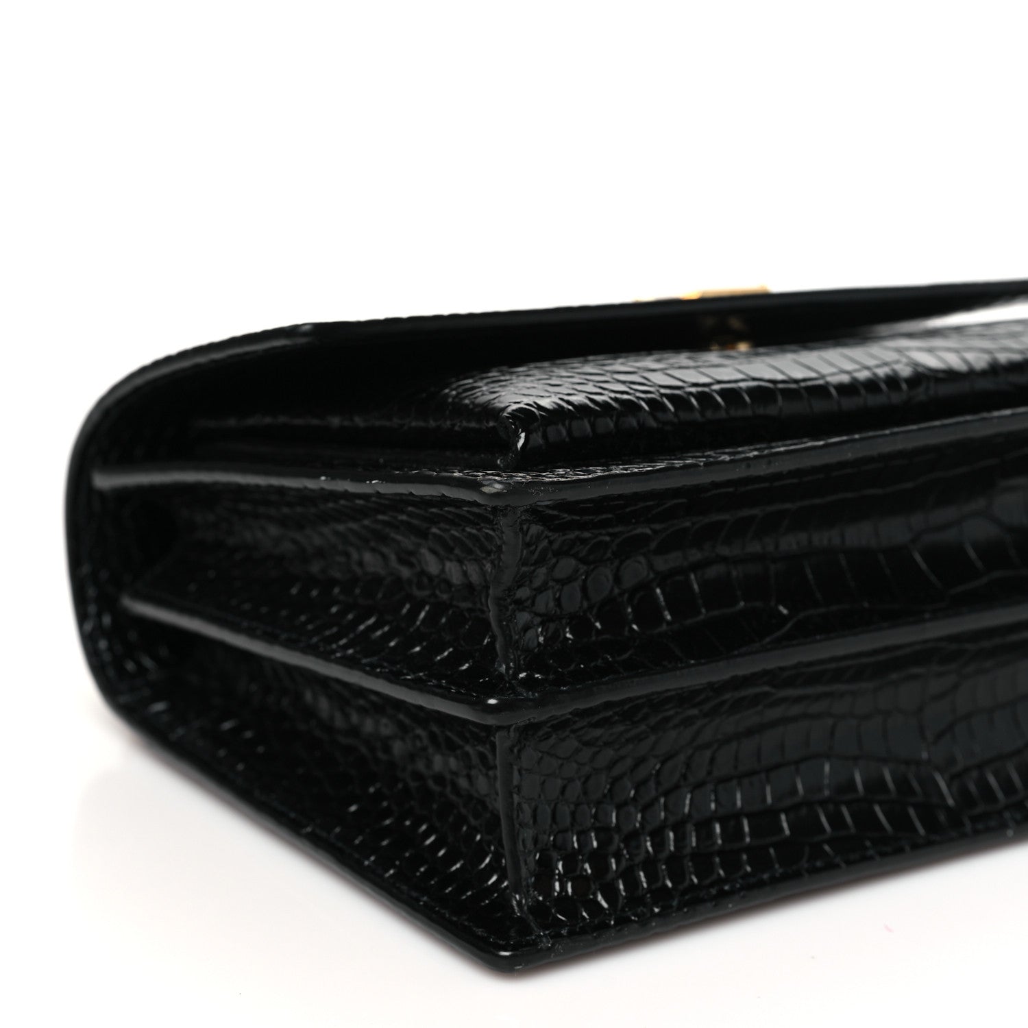 Saint Laurent Calfskin Crocodile Embossed Medium Monogram Sunset Black 8 of 9