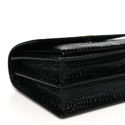 Saint Laurent Calfskin Crocodile Embossed Medium Monogram Sunset Black 8 of 9