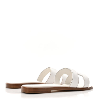 Hermes Box Calfskin Oran Sandals 35 White 4 of 9