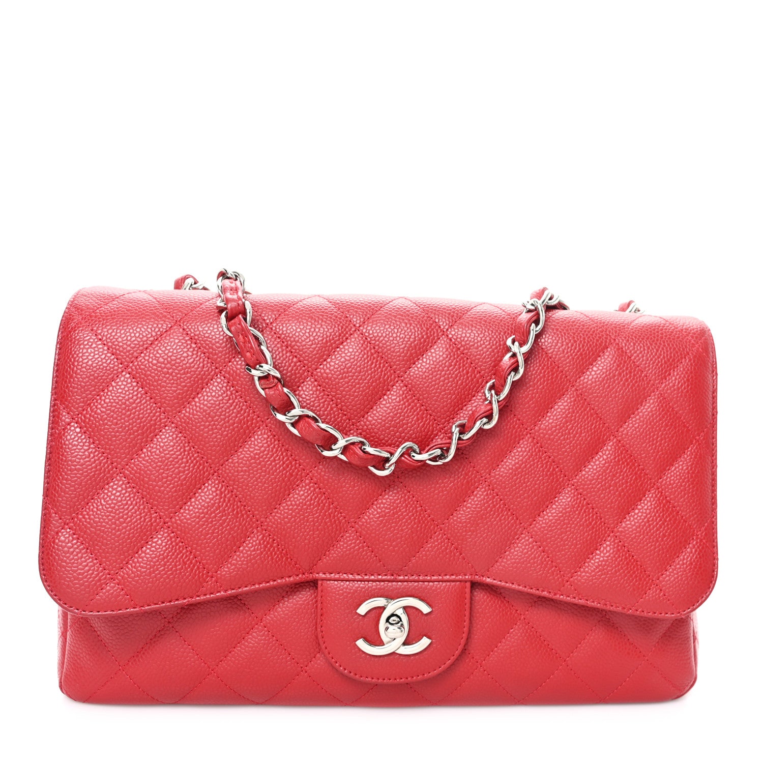Chanel Caviar Quilted Jumbo Single Flap Red 1 of 11