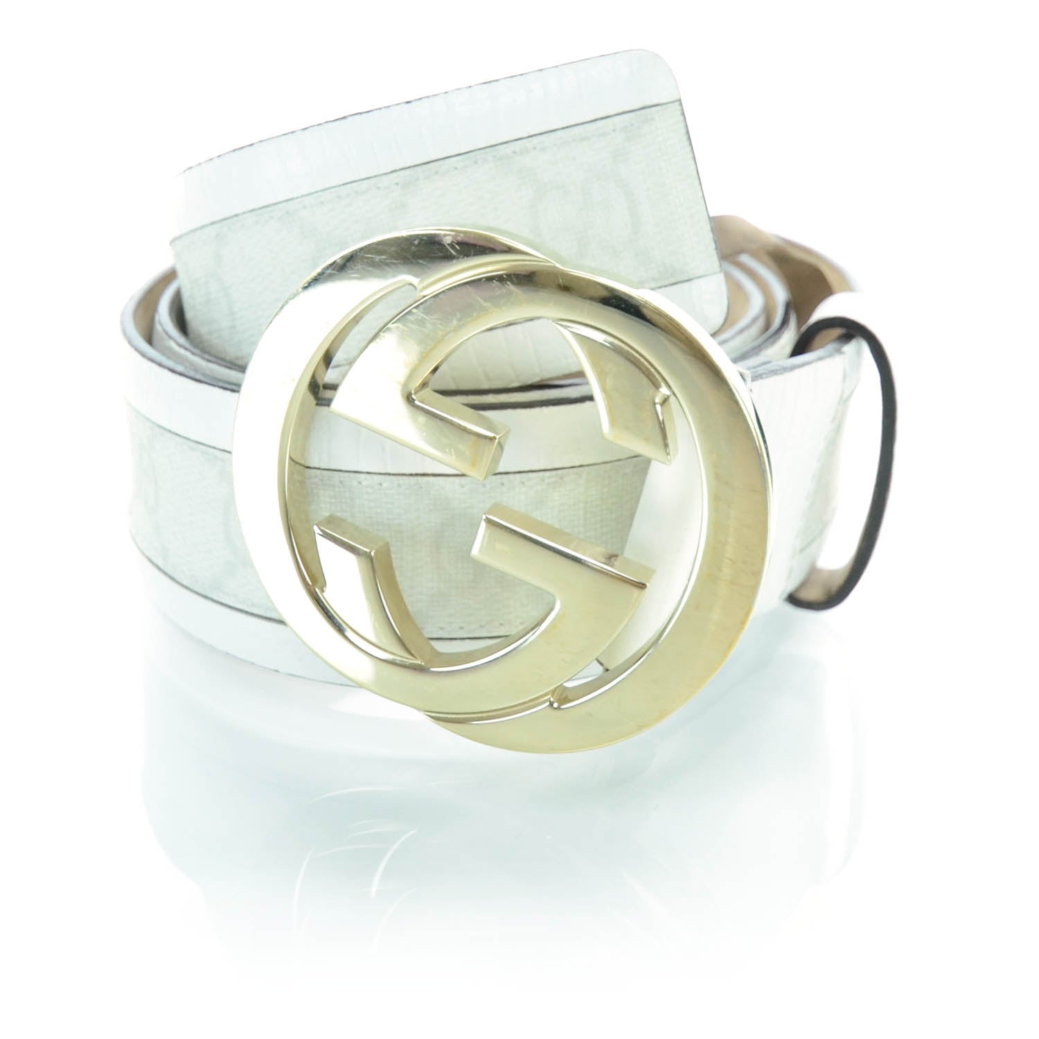 Gucci GG Plus Monogram Calfskin Interlocking G 40mm Belt 85 34 White 5 of 5