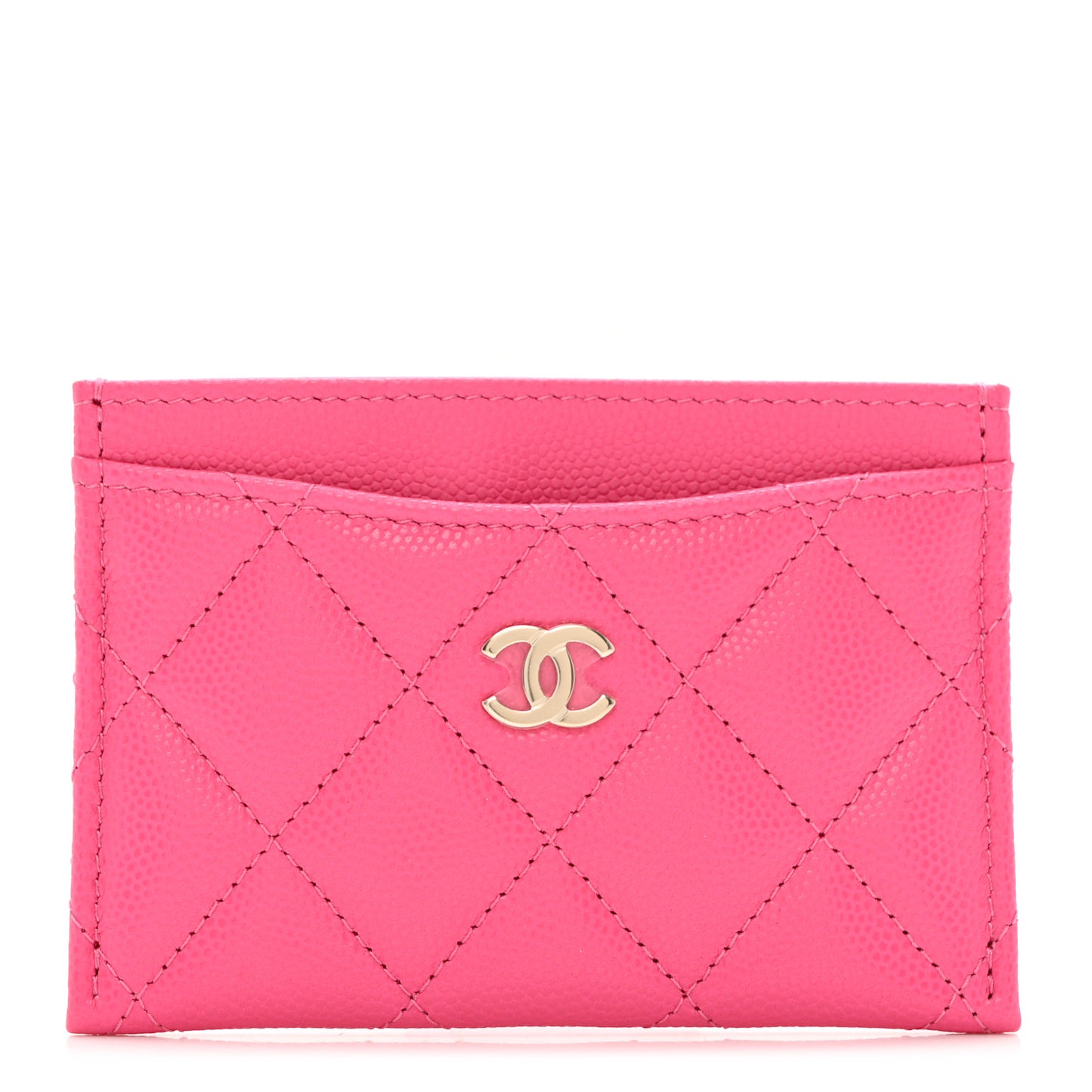 Caviar Quilted Card Holder Pink